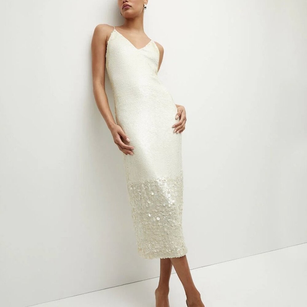 Veronica Beard Perla Dress Iridescent Sequined Midi Bridal Wedding size 8 NWT
